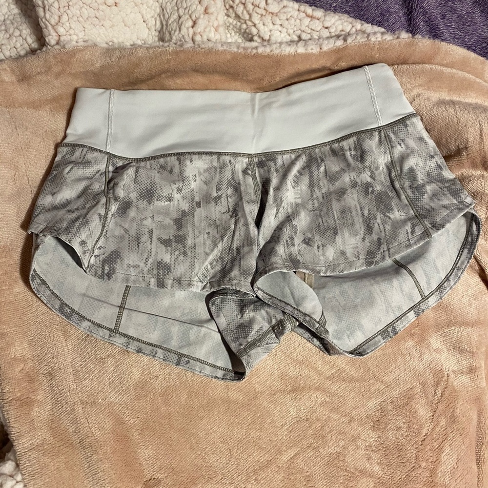 grey and white lulu lemon shorts